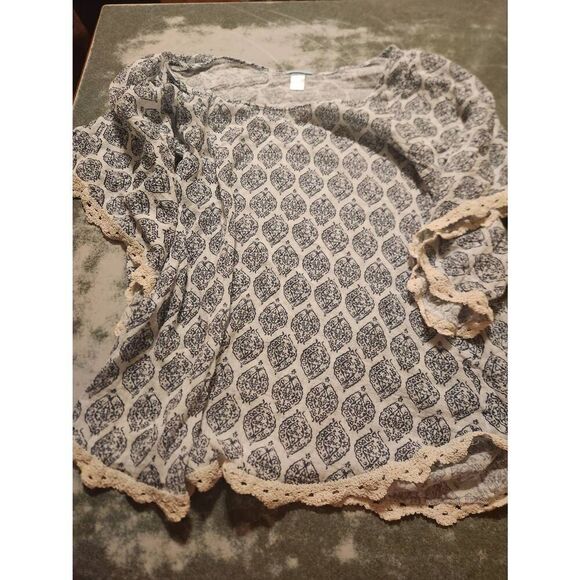 Eberjey blue&white crochet trim coverup dress sz S/M - Picture 1 of 3